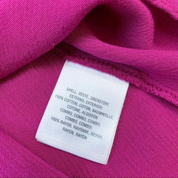 Anthropologie Fuschia Henley Style Tank Top, S. - Picture 4 of 6